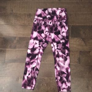 purple and white high rise Lululemon leggings